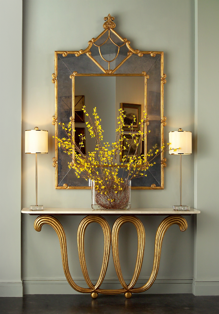 entryway console entry asid southshoredecoratingblog gilded credenza furnishings allied