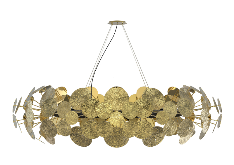 luxury villa - handcrafted gold suspension lamp