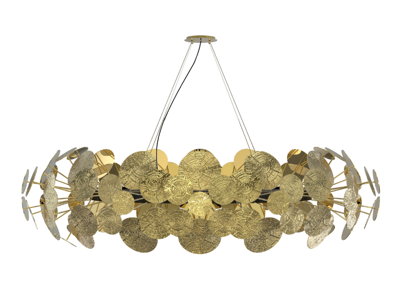 luxury villa - handcrafted gold suspension lamp 