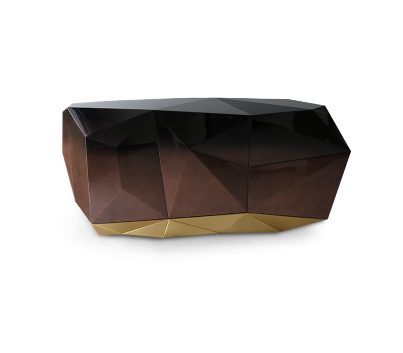 brown sideboard in the shape of a diamond
