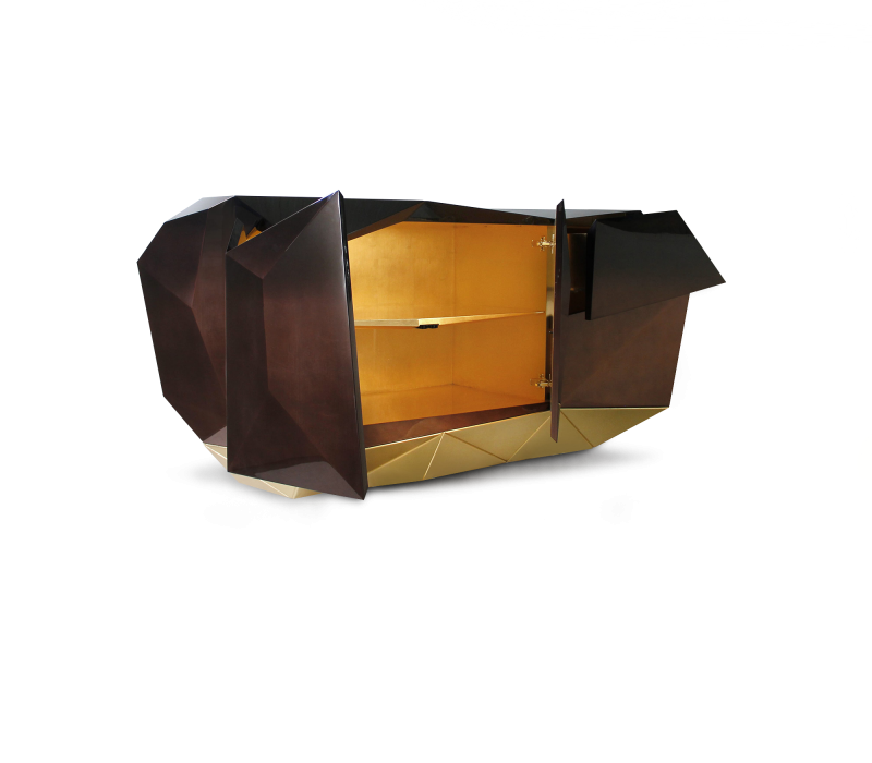 brown sideboard in the shape of a diamond