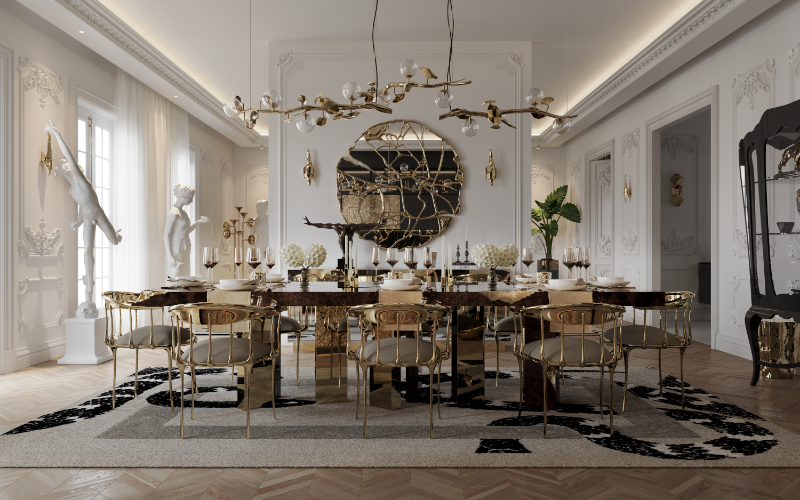 dining room in neutral tones