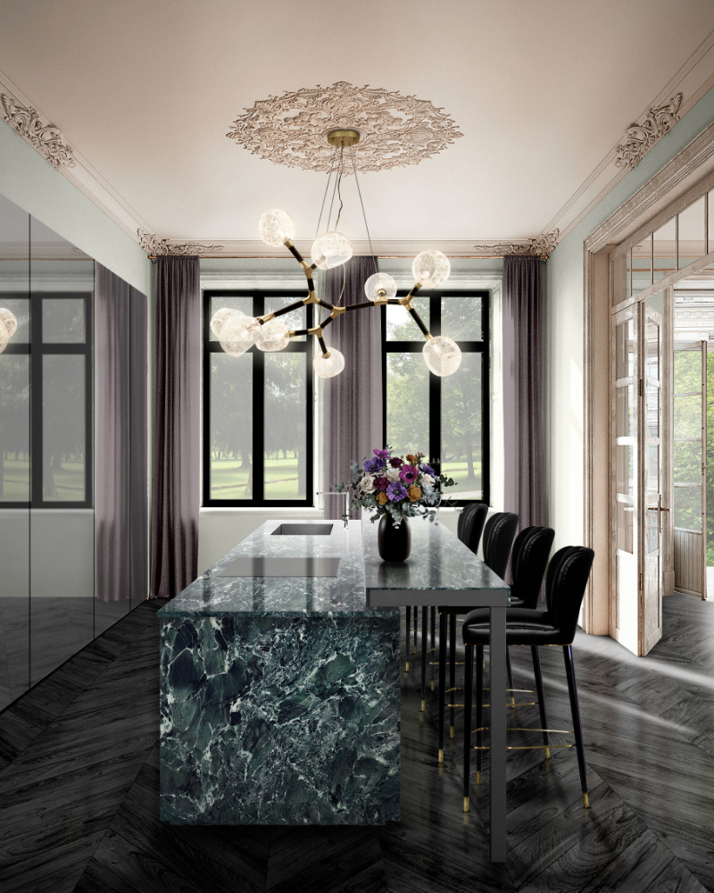 green and blue marble kitchen table