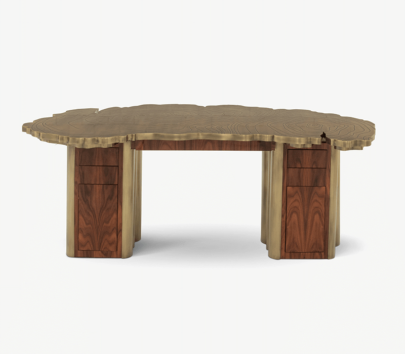 luxury gold and wood fortuna desk