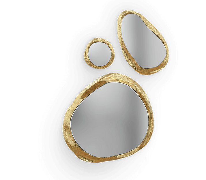 texas interior design- three oval shaped mirror with gold frame