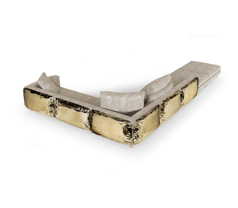 new arrivals L form sofa with gold details