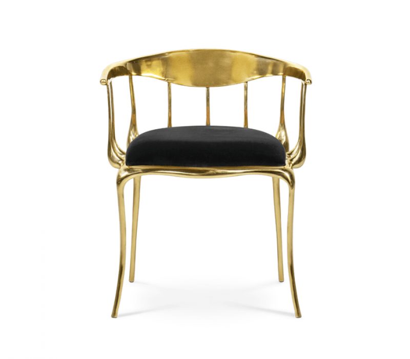 luxury houses - numer eleven chair in gold frame and black fabric