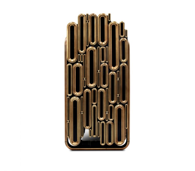 luxury round dining tables - exclusive black and gold cabinet