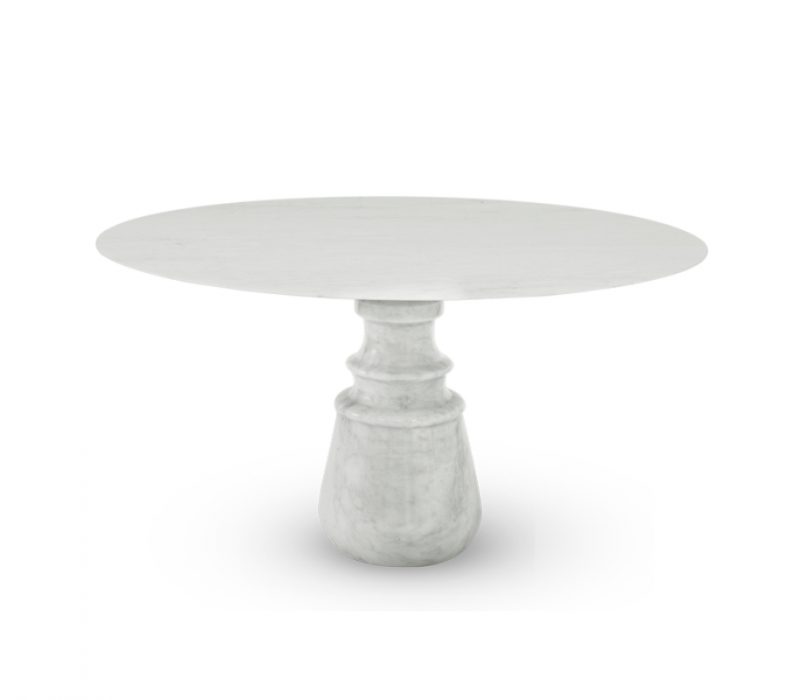 luxury round dining tables - exclusive white portuguese marble round dining table