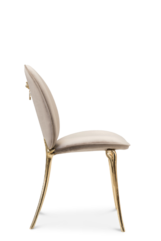 luxury round dining tables - exclusive white and gold chair