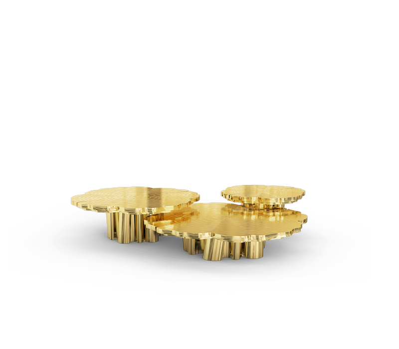 luxury villa - three center tables that resembles a tree in gold