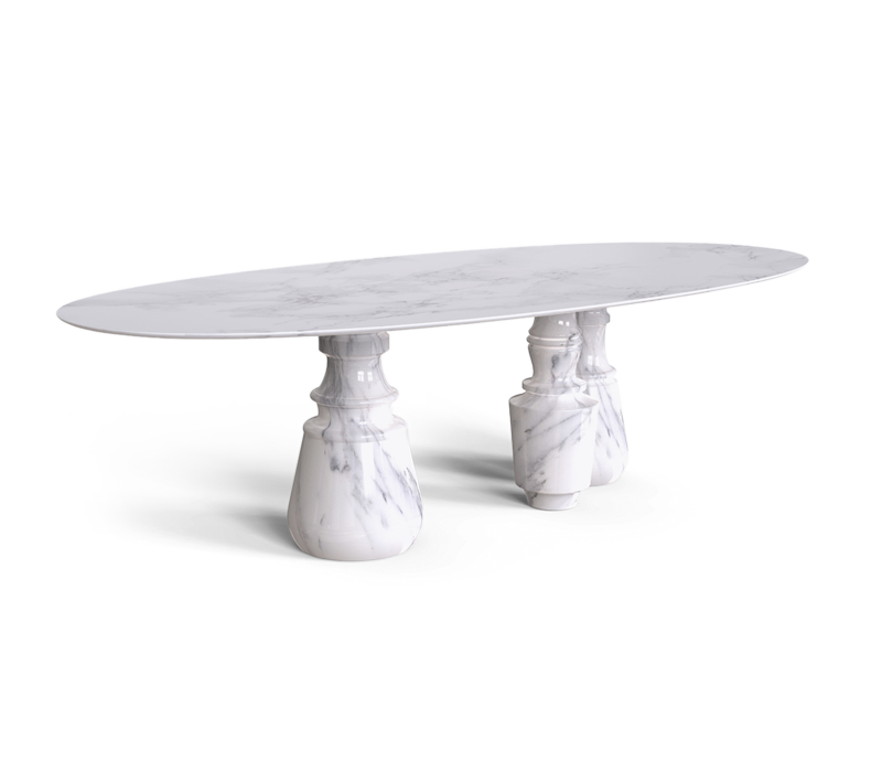 luxury houses - pietra dining table in carrara marble