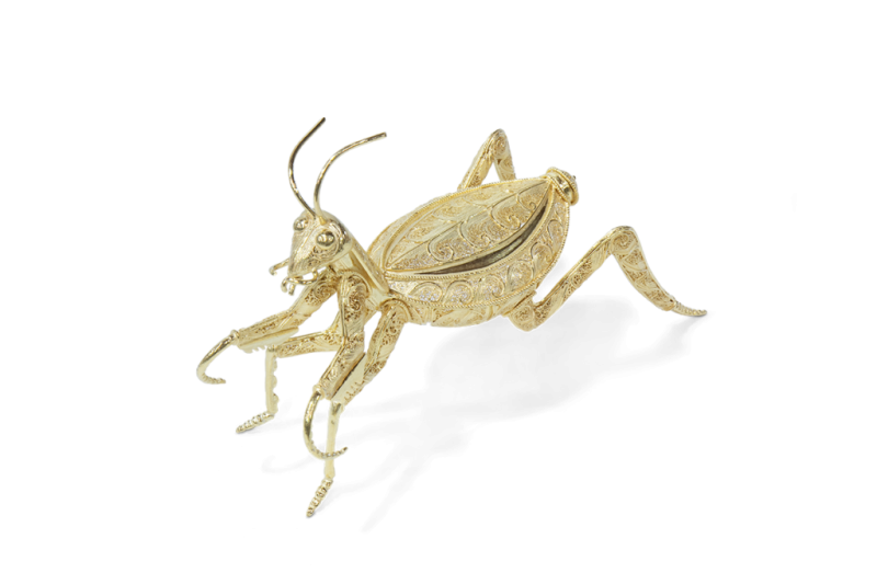 craftmanship - mantis in gold filigree