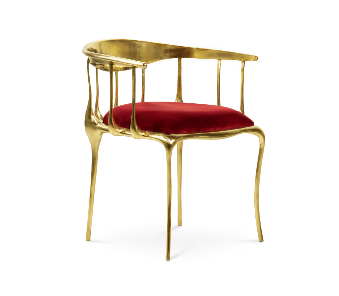 dining chairs- red chair with gold details