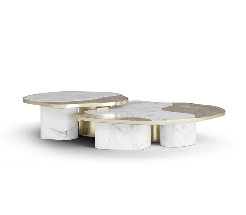Ophelia Center Table - marble and gold center table