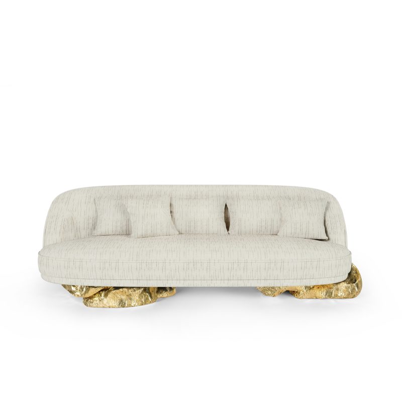 Texas interior design- cream sofa with gold details