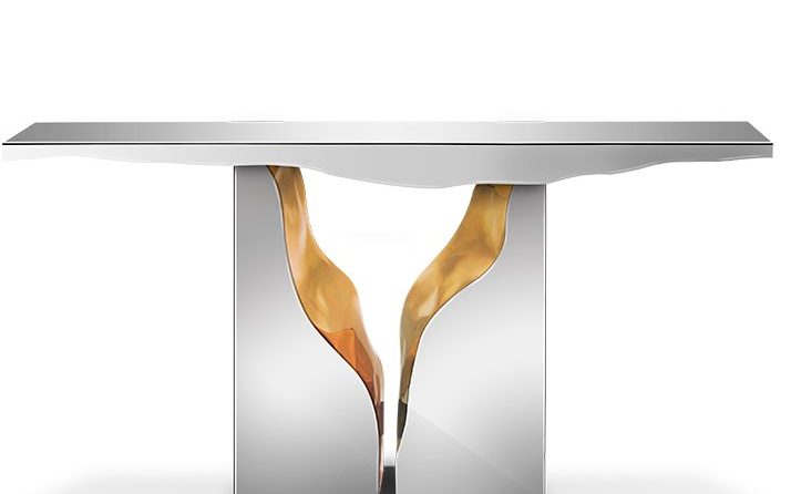 The Lapiaz Console is characterised by its textured details and luxurious finishes, which create a sophisticated and sculptural contrast.