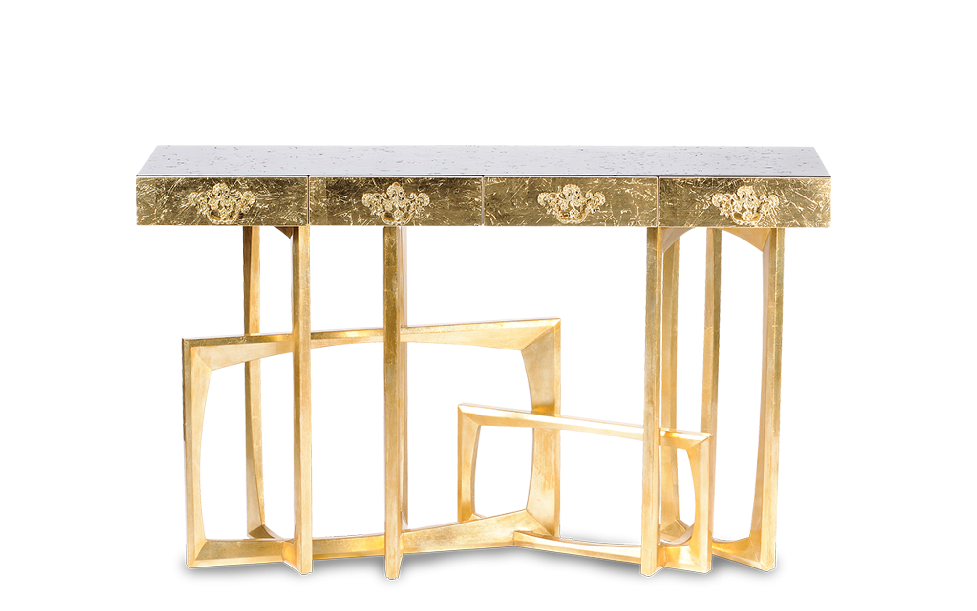 The Metropolis Console features an elegant structure with modern geometric lines and refined finishes that highlight its contemporary design.